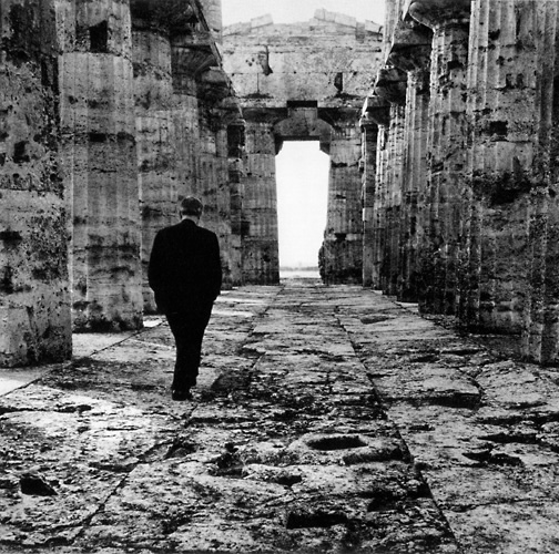 Counting temple stones in Paestum, Italy, 1964